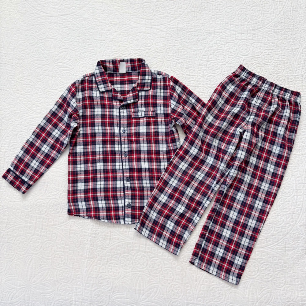 Gap Kids' 2 PC Plaid Flannel Button-Up Pajama Set (Sz 6)‎